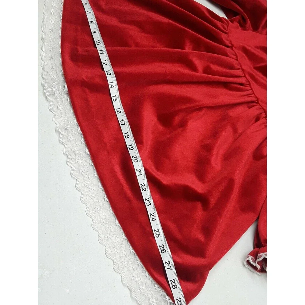 Vtg Roanna Girl Velvet Red Circle Lace Frilly Dress USA Collared Long Sleev Sz 6